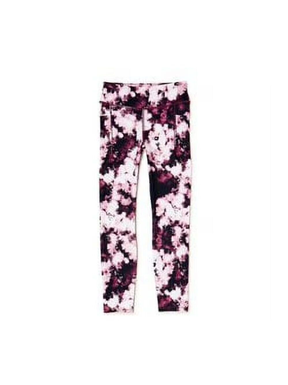 Avia Girls' Active Printed Full Length Legging Multi- Burgundy/ Cream Size JR L